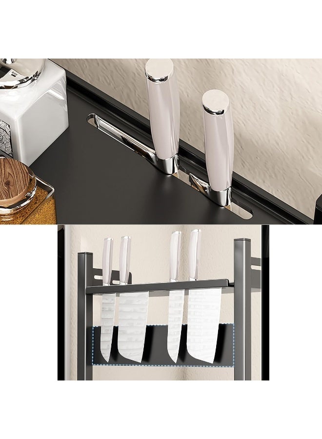 TYCOM Spice Rack Kitchen Shelf Organizer Countertop 2 Tier Large Standing Seasoning Rack for Storage Spice Kitchen Spice Organizer Spice Holder 2 Tier Adjustable Black. - Image 4